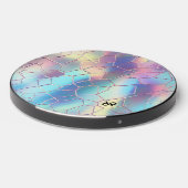Holographic Foil Background Pattern Monogram Wireless Charger (Front 2)
