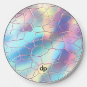 Holographic Foil Background Pattern Monogram Wireless Charger (Front)
