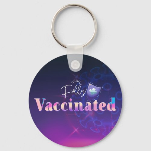 Holographic Fully Vaccinated Shield Keychain