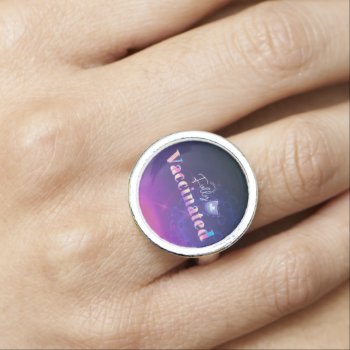 Holographic Fully Vaccinated Shield    Ring by LovJoie at Zazzle