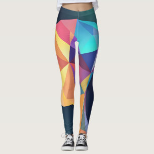 Holographic geometric shapes in shifting colors leggings