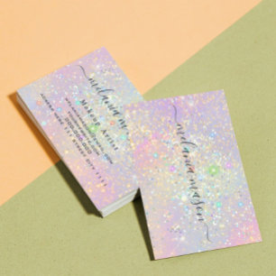 Holographic Glam Glitter Elegant Sparkles Beauty Business Card