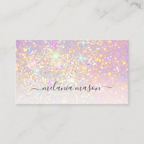 Holographic Glam Glitter Elegant Sparkles Girly Business Card