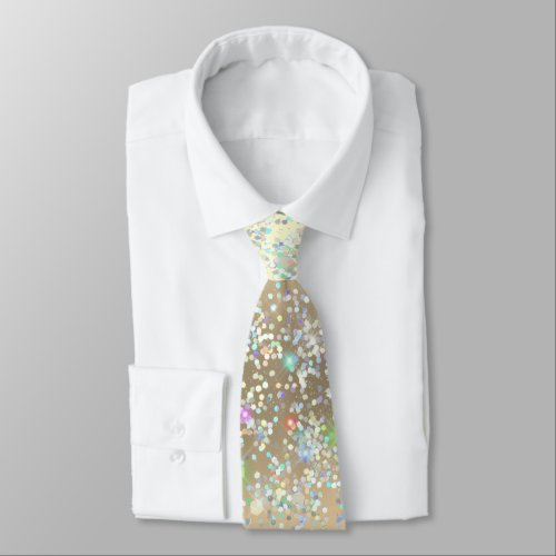 Holographic Glam Glitter Elegant Sparkles Gold Neck Tie