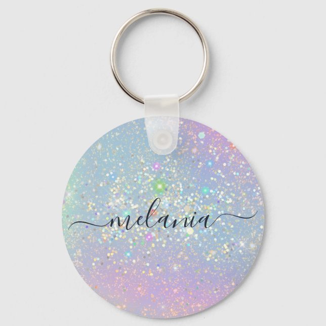 Holographic Glam Glitter Elegant Sparkles Keychain (Front)