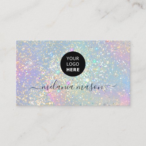 Holographic Glam Glitter Elegant Sparkles Logo Business Card