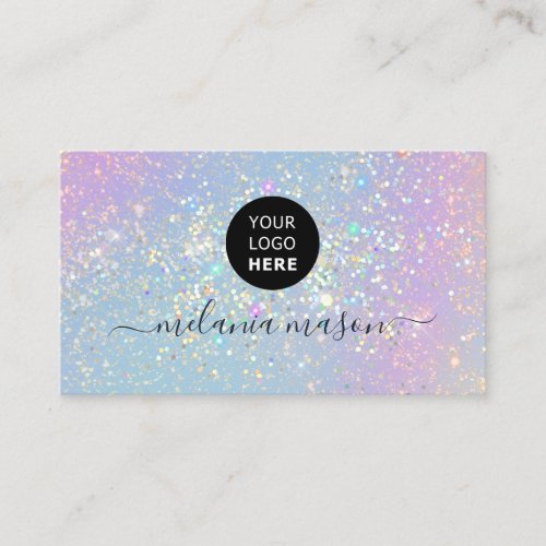 Holographic Glam Glitter Elegant Sparkles Logo Business Card