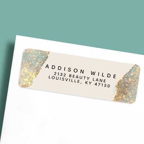 Holographic Glam Glitter Modern Return Address Label