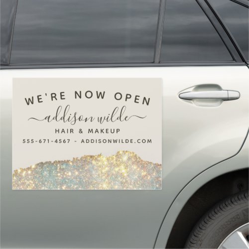 Holographic Glam Glitter Salon Business Car Magnet