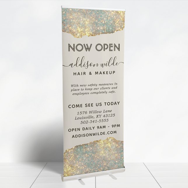 Holographic Glam Glitter Salon Business Retractable Banner (Creator Uploaded)