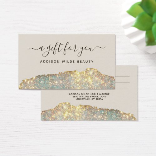 Custom Gift Certificates 5 Holographic Glam Glitter Salon Gift Card