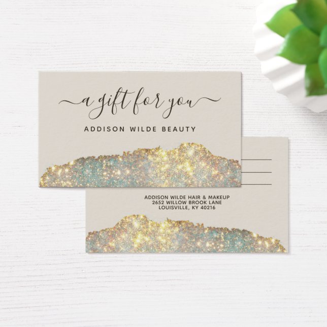 Holographic Glam Glitter Salon Gift Card (Desk)