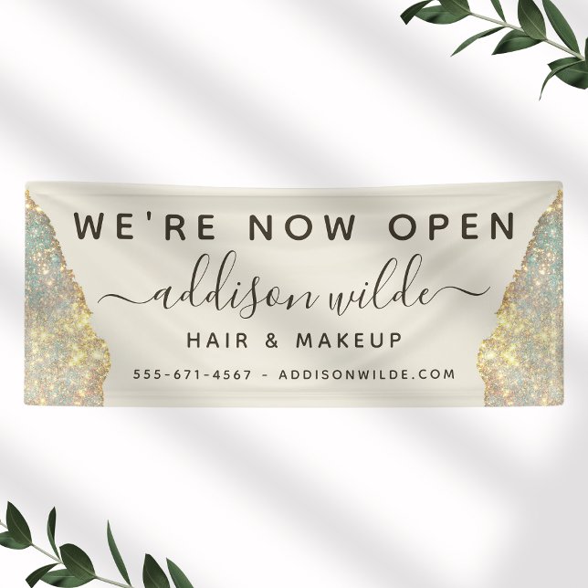Holographic Glam Glitter Salon Opening Banner (Creator Uploaded)