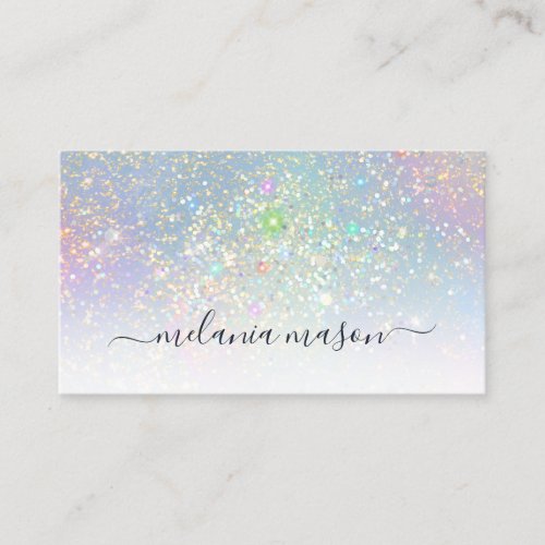 Holographic Glam Glitter Sparkles Elegant Beauty Business Card