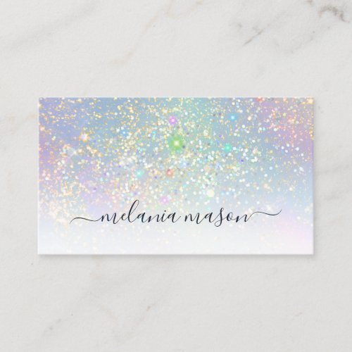 Holographic Glam Glitter Sparkles Elegant Beauty Business Card