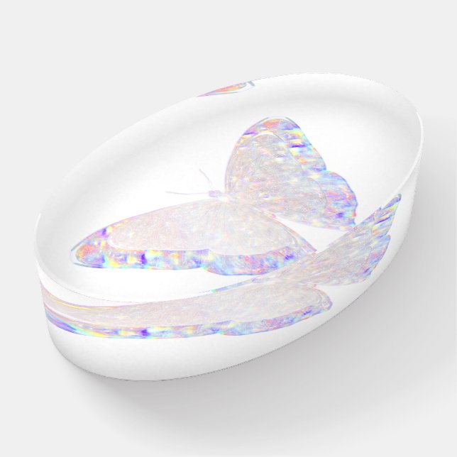 Holographic Glass Butterfly Paperweight (Angled)