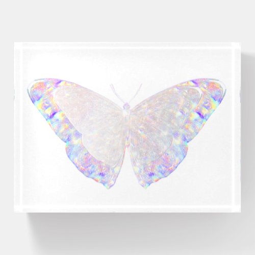 Holographic Glass Butterfly Paperweight