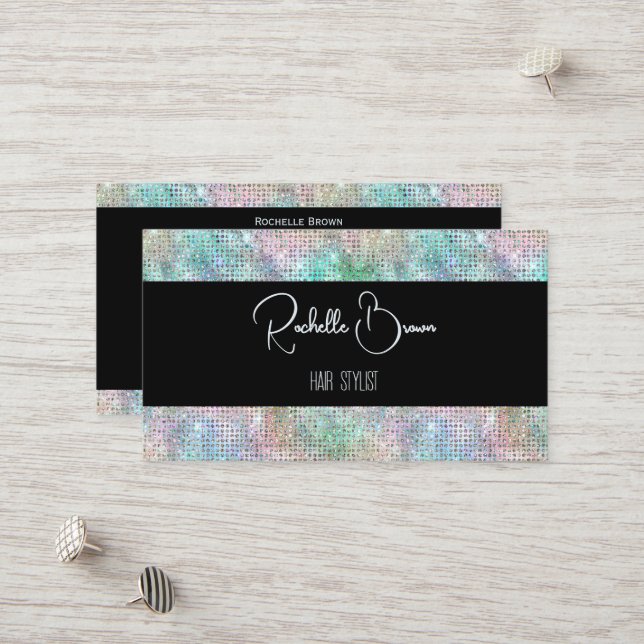 Holographic Glitter and Black Business Card Holographic Glitter and Black Business Card