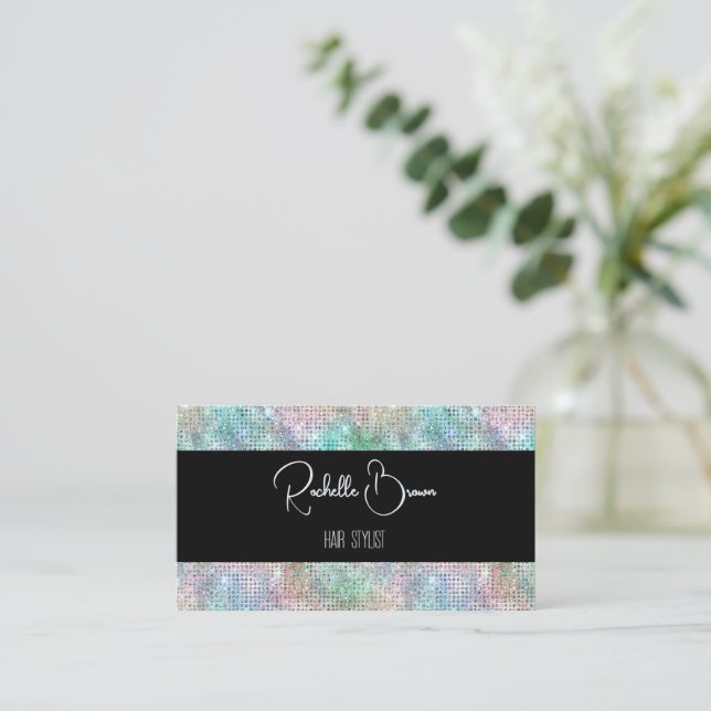 Holographic Glitter and Black Business Card Holographic Glitter and Black Business Card