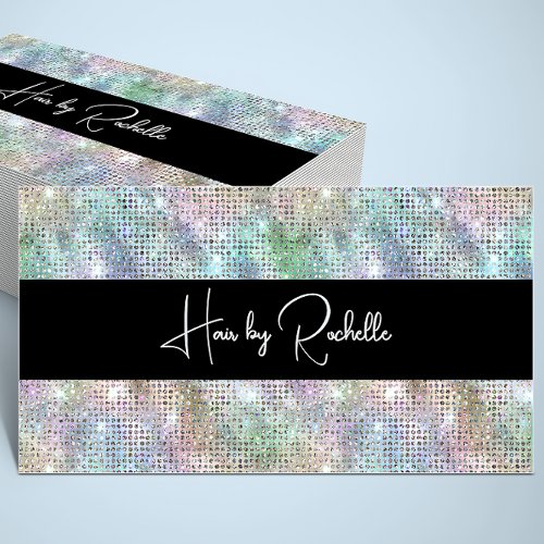 Holographic Glitter and Black Business Card