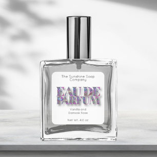 Holographic Glitter and White Eau de Parfum Label