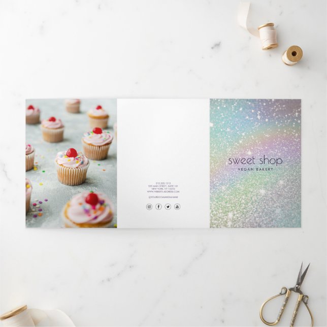 Holographic Glitter Bakery, Catering Menu Brochure (Outside)