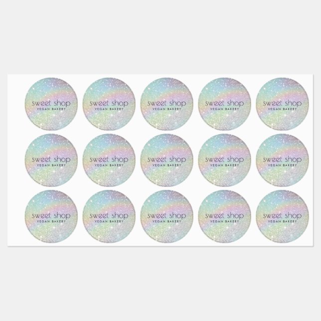 Holographic Glitter Bakery, Sweets Labels (Sheet)