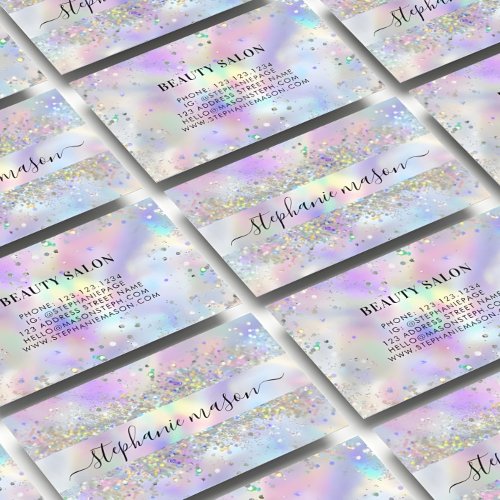 Holographic Glitter Beauty Salon Business Card