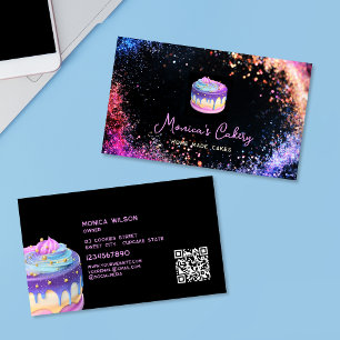 Holographic Glitter Cake Home made Cupcakes QR cod Business Card
