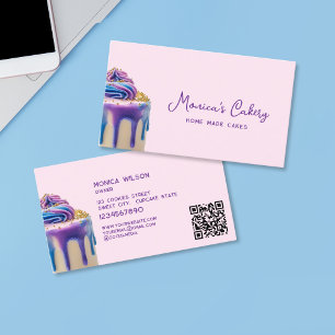 Holographic Glitter Cake Home made Cupcakes QR cod Business Card