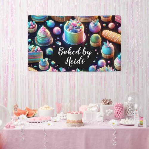 Holographic Glitter Cakes and Sweets Bakery Banner