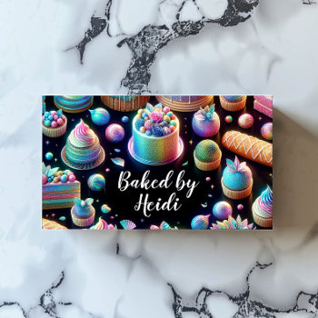 Holographic Glitter Cakes And Sweets Bakery Business Card by 1201am at Zazzle