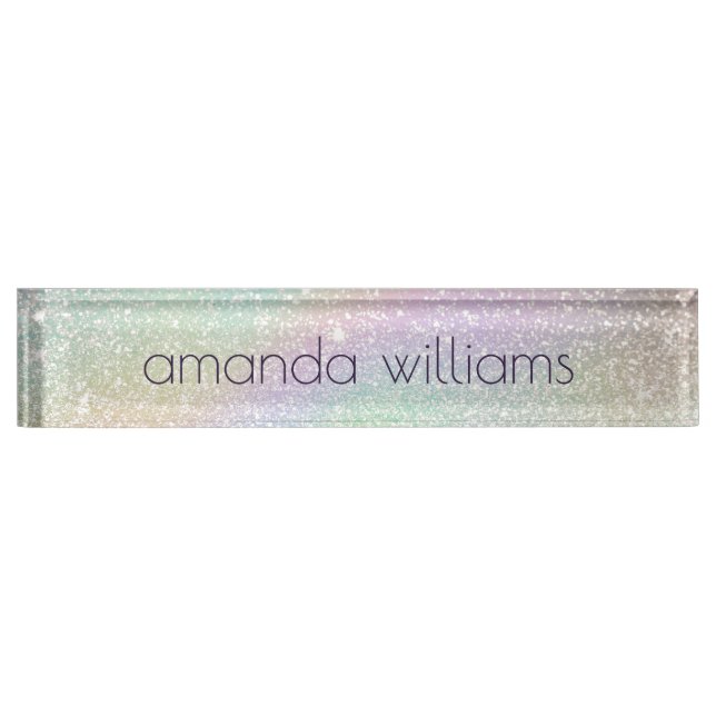 Holographic Glitter Desk Name Plate (Front)