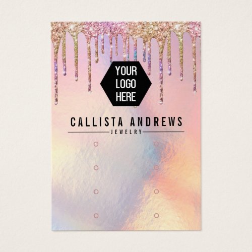 Holographic Glitter Drip Logo Earring Display Card