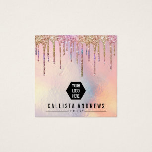 Holographic Glitter Drip Logo Earring Display Card