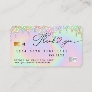 Holographic Glitter Drip VIP Loyalty Credit Style  Business Card