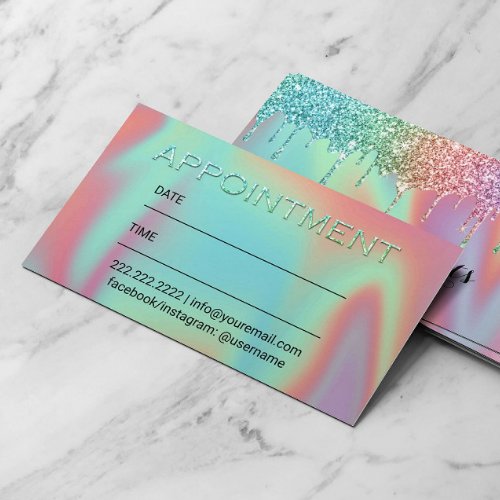 Holographic Glitter Drips Beauty Salon Appointment
