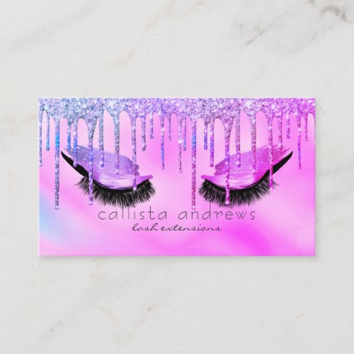 Holographic Glitter Drips Eye Lashes Extensions Business Card