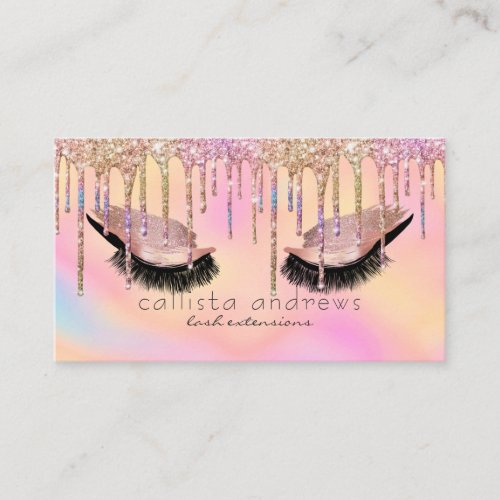 Holographic Glitter Drips Eye Lashes Extensions Business Card