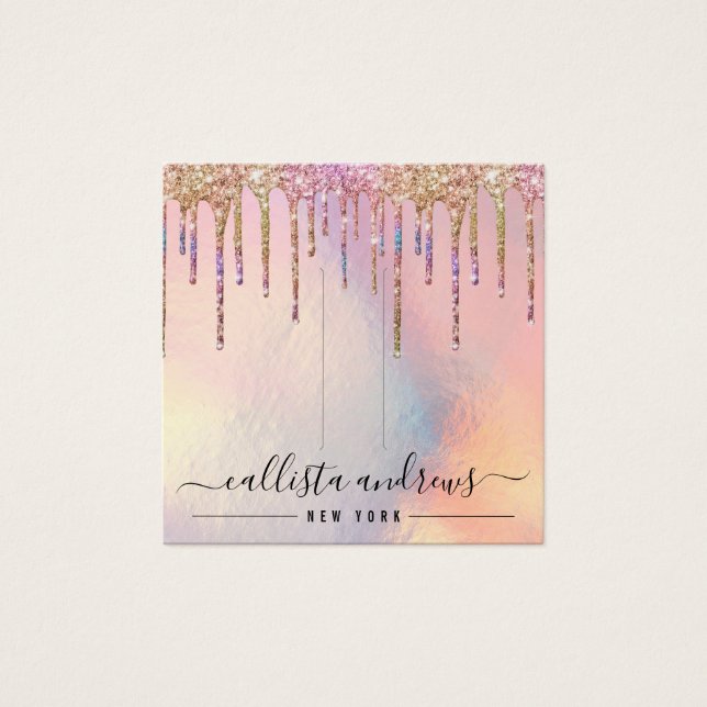 Holographic Glitter Drips Hair Clip Display Card (Front)