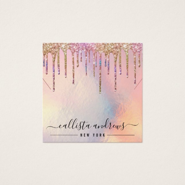 Holographic Glitter Drips Necklace Display Card (Front)