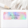 Holographic glitter drips unicorn return address label