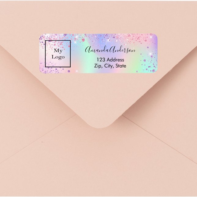 Holographic glitter dust business return address label (Creator Uploaded)