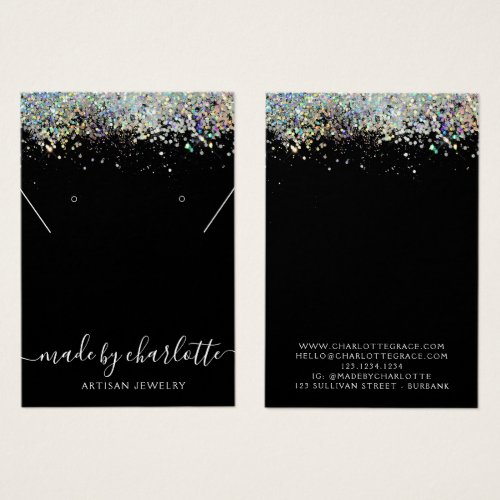 Holographic Glitter Earrings Necklace Display Card