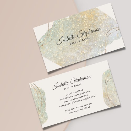 Holographic Glitter Gold Modern  Business Card