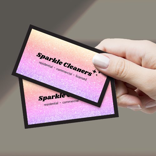 Holographic  Glitter House Cleaning Service Business Card
