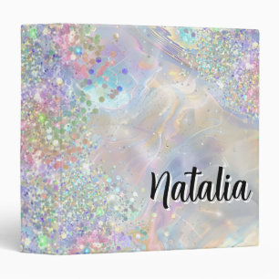 Holographic Glitter Iridiscent Opal Stone 3 Ring Binder