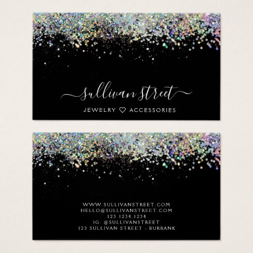 Holographic Glitter Jewelry Boutique Business Card