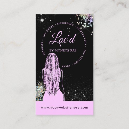  Holographic Glitter Loctitian Loc Stylist Salon Business Card