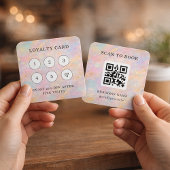 Holographic Glitter Loyalty Card Stamp Card QR Cod